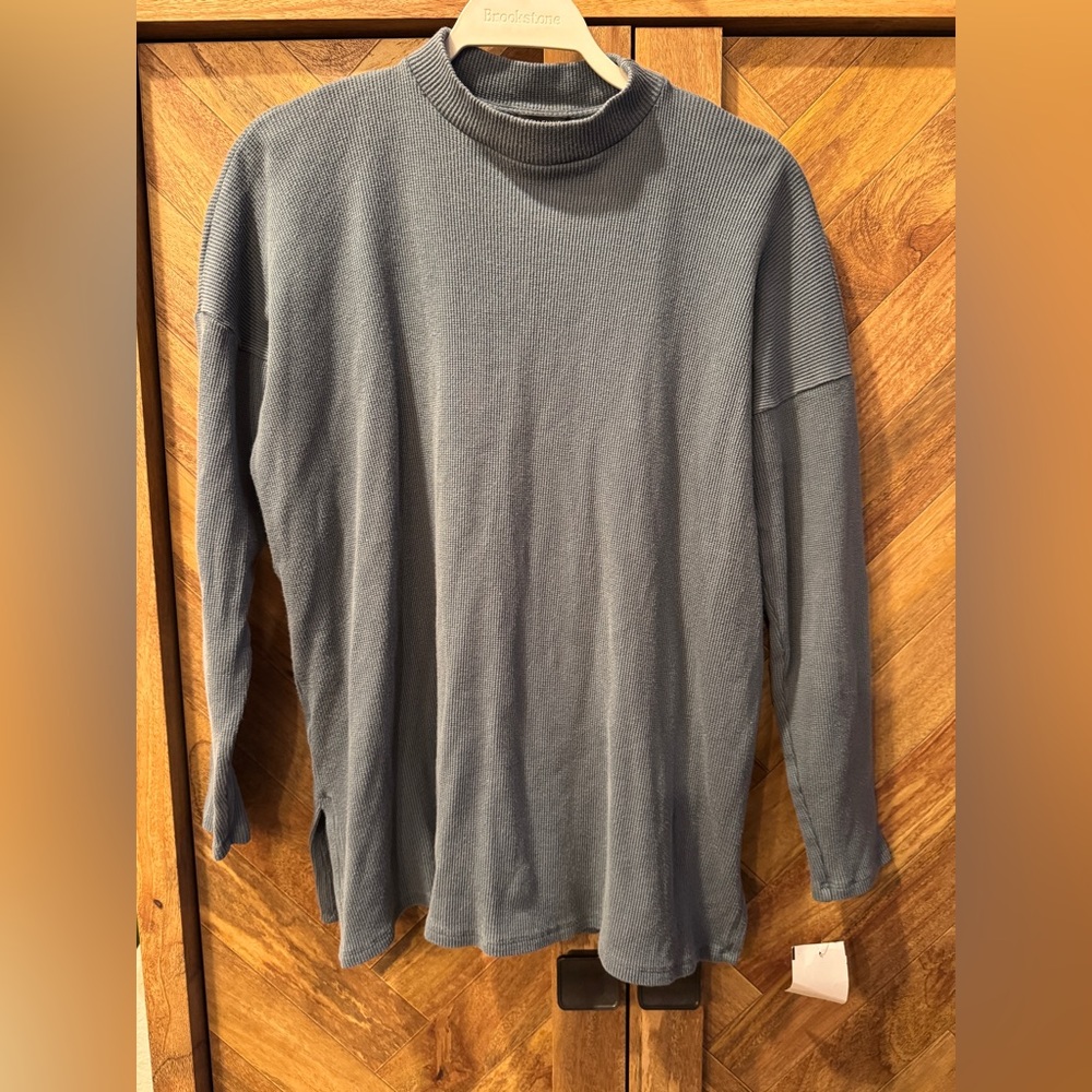 Eileen Fisher Women’s Turtleneck Sweater in Blue/Gray waffle